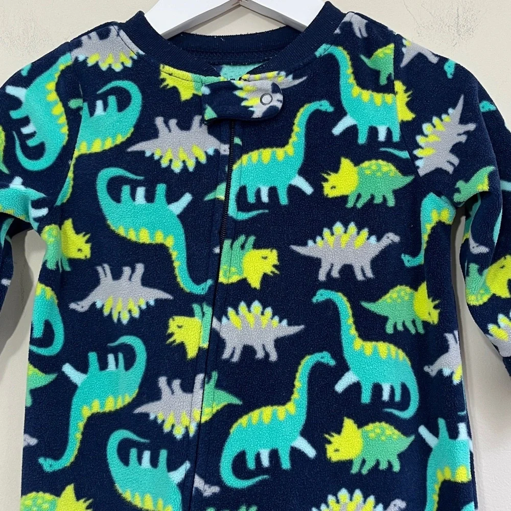 Simple Joys By Carter’s Baby Boy Zip Up Fleece Footed Pj’s Size 12 Months